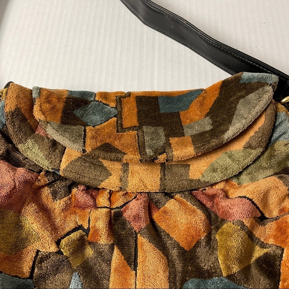 Vintage Velvet Brown Multi Patch Pattern Flap Clo… - image 4